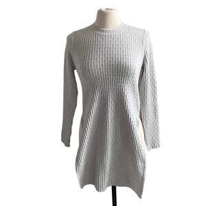 FRENCH CONNECTION Sweater Womens Sz Medium Grey Knit Textured Tunic Boho Chic